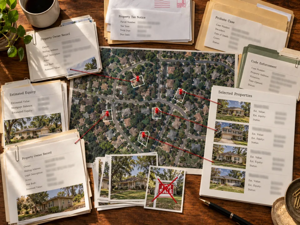 Off-market properties connected to public owner records