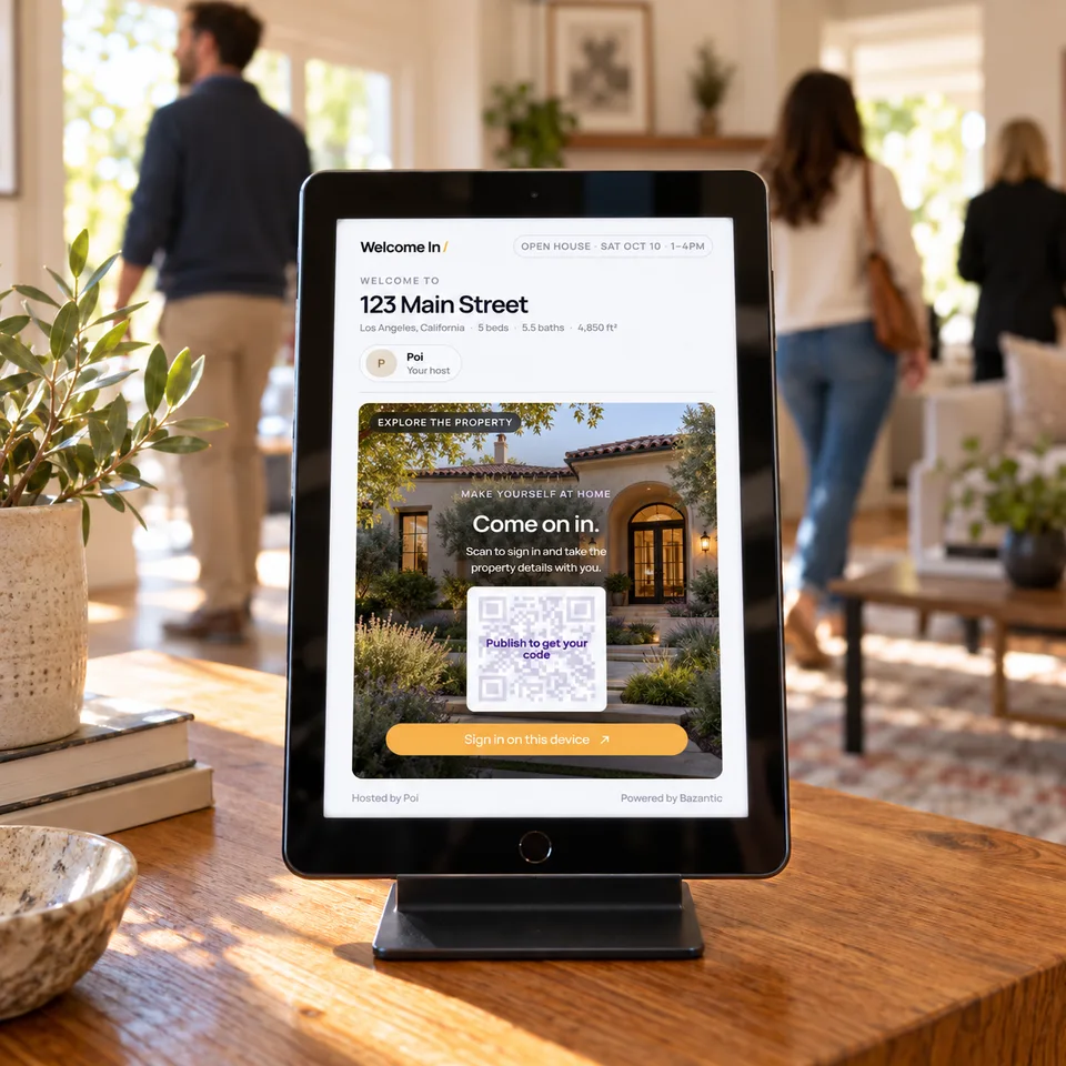 Open House Front Desk on a tablet at an open house